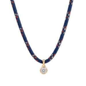 Round zircon dark blue rope necklace