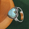 Wholesale Zinc Alloy Electroplated Vintage Bohemian Turquoise Heart Ring Creative Chic Jewelry Accessory For Boutique Resale