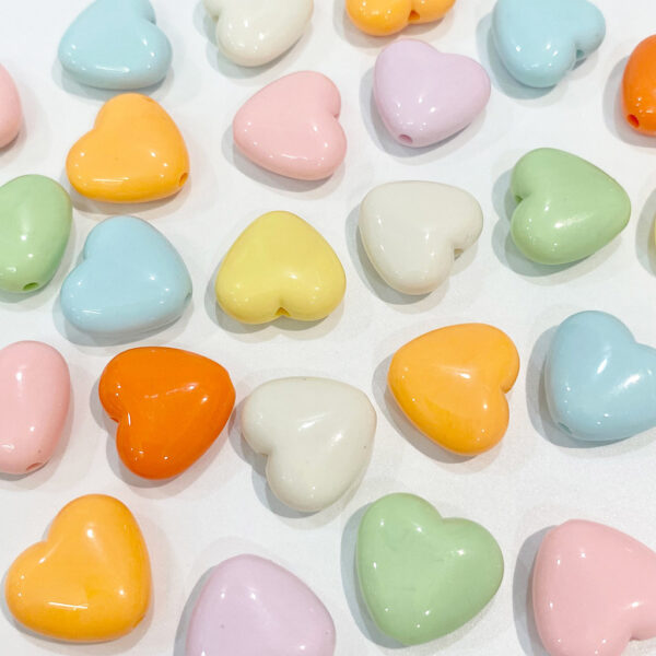Wholesale Acrylic Candy Color Heart Shaped Beads 14mm 20pcs DIY Jewelry Making Phone Charm Accessory