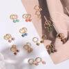 oly-b9a243f50810d7ad1692beab5f4d3fc2 Wholesale European Style Heart Shaped 12 Birthstone Earrings Copper Electroplated Fashion Jewelry Gift