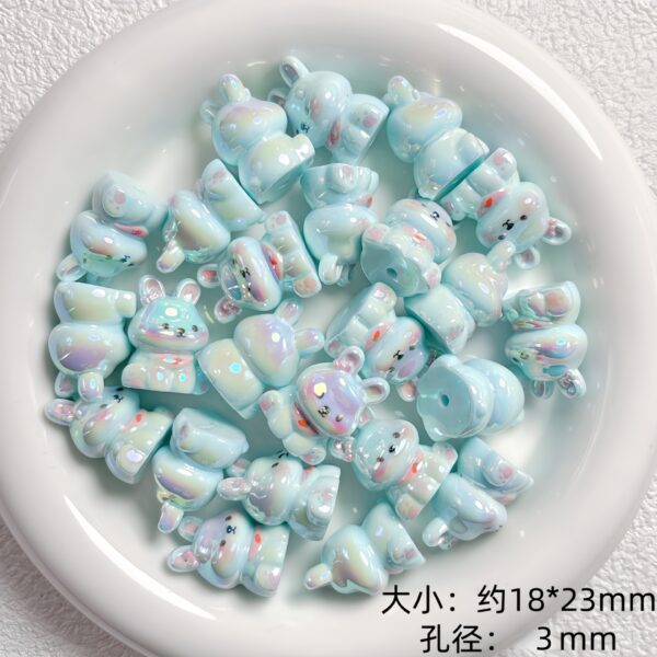 Wholesale Cute Bear and Rabbit Resin Beads UV Plated DIY Phone Charm Keychain Fashion Accessory