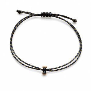 Black gold braided rope square black zirconium bracelet