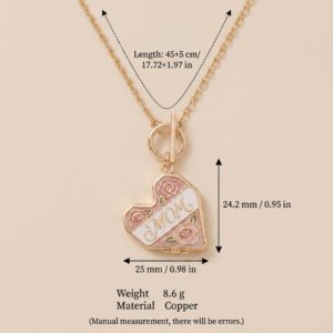 Heart shape mom pendant gold necklace