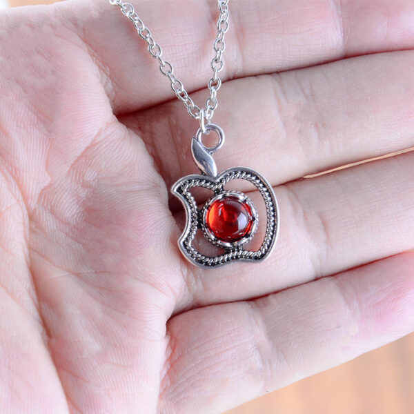 oly-b9dfdb22877507fe73e3c4b678239b45 Wholesale Retro Shaped Pendant Necklace With Red Stone Antique Silver Finish Fashion Jewelry Boutique Resale Gift