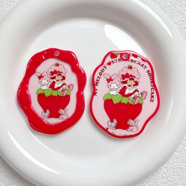 oly-ba6ed1f7109f1ebbd340f68e9e22ec2a Wholesale Acrylic Cute Cartoon Strawberry Girl Printed Shape Beads for DIY Phone Charm Bag Pendant Jewelry Making Supplies