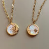 oly-bb0ae15009a42f883a906fa46724aa55 Wholesale Sun Moon Mother Of Pearl Pendant Necklace Titanium Steel Everyday Chic Jewelry Accessory