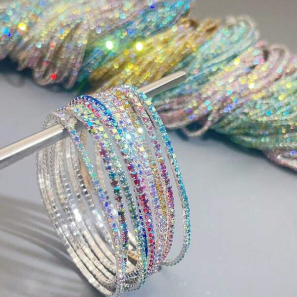 oly-bb59abdfb0d3fb5b46c4f38fe958c6cf Wholesale Stylish Silver Tone Rhinestone Elastic Tennis Bracelet Purple Crystal Bangle Women S Jewelry Accessory For Everyday Wear Resale