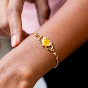 Yellow preserved flower bracelet