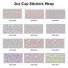 Wholesale 8pcs Strawberry Star Striped Star Print 3oz Cup Stickers Wrap OLY Exclusive