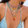 oly-bbe5a14b3f5f7d22680929302af7e217 Wholesale Colorful Fruit Beaded Necklace Gilt Copper Trendy Summer Party Jewelry Accessory