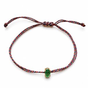 Colorful braided rope oval lake green zirconium bracelet