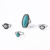 oly-bc110ca7ac89f75379aa9e87d52f8e59 Wholesale Vintage Turquoise Carved Feather Ring Set Bohemian Style 4 Piece Knuckle Rings Zinc Alloy Fashion Jewelry Accessory Gift