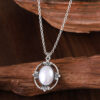 oly-bc3af5c7535b194d4432e2346a842e2b Wholesale Zinc Alloy Antique Silver Bohemian Pendant Necklace Oval Pearl Hollow Out Design Vintage Retro Style Fashion Jewelry Accessory For Boutique Resale