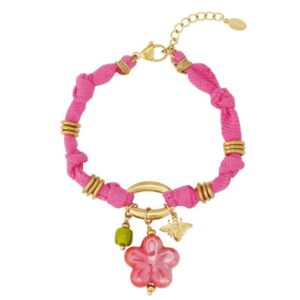 Rose pink flower bracelet