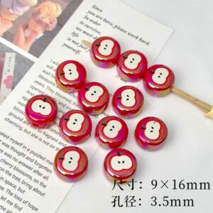 07-red apple round cake / Size is about 14mm, hole diameter is about 4mm