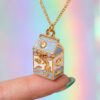 Wholesale Copper Milk Carton Pendant Necklace Ocean Seahorse Pufferfish Theme Fashion Jewelry Gift