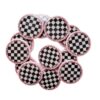oly-bcfea19764a32a2ac38edff31be036ce Wholesale Checkerboard Acrylic Round Beads Coffee Color DIY Jewelry Making Bag Charm Keychain Phone Accessories