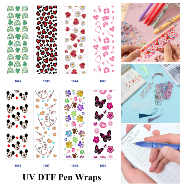 Wholesale 2/8/16pcs Vintage Cartoon Mouse Star Theme Print Pen and Bookmark Stickers UV DTF Wraps OLY Exclusive