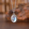 oly-bd271f7eb5c22af0034bfaa36c1e8de1 Wholesale Retro Oval Zircon Necklace Antique Silver Finish Dreamy Blue Pendant Casual Everyday Jewelry Accessory For Boutique Resale