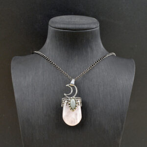 oly-bd3c97dee2832a7d911fc5ca0749271a Wholesale Trendy Retro Moon Oval Pink Crystal Pendant Necklace Chic Long Chain Jewelry For Gift And Daily Wear