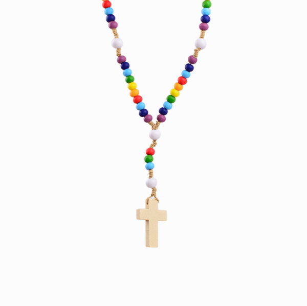 Wholesale Trendy Bohemian Colorful Cross Pendant Necklace Alloy Chain Jewelry Accessory For Everyday Wear