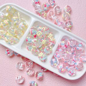 Wholesale Cute Hand Painted Cartoon Flower Acrylic Beads for DIY Bracelet Necklace Phone Chain Bag Charm Accessories