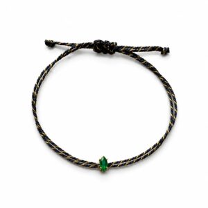 Black gold braided rope green horse eye bracelet