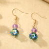 Wholesale Retro Green Purple Gemstone Drop Earrings For Women Party Wear Fashion Accessory Gift