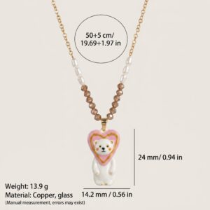 Purple heart bear necklace