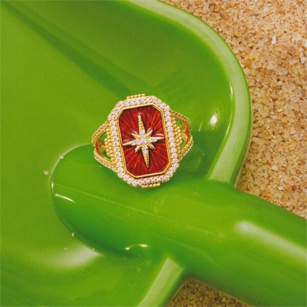 oly-be42fa06b15ecb6cc03ea5acb05dd56d Wholesale Copper Red Bohemian Star Tarot Ring Adjustable Size Fashion Accessory