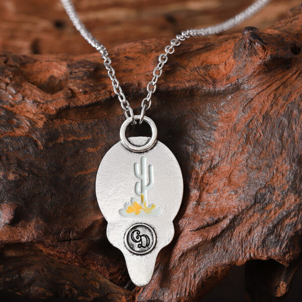 oly-be68f2ca4821233b18ca678bf7715552 Wholesale Retro Cactus Pendant Necklace Irregular Oil Drop Design Antique Silver Tone Chic Jewelry Accessory For Gift And Boutique Resale