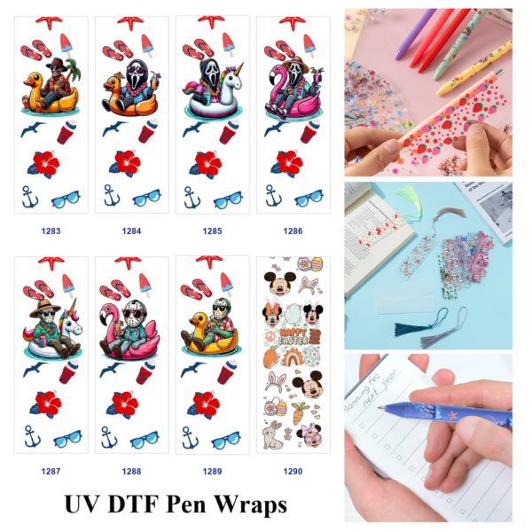oly-beb4738626a3e5bb76992676281141b1 Wholesale 2/8/16pcs Spooky Movie Character Cartoon Figure Summer Beach Nautical Easter Holiday Print Pen and Bookmark Stickers UV DTF Wraps OLY Exclusive