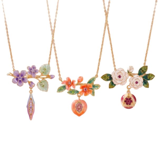 Wholesale Copper Floral Pendant Necklace Vintage Chinese Style With Green Leaf Fashion Jewelry Gift For Women
