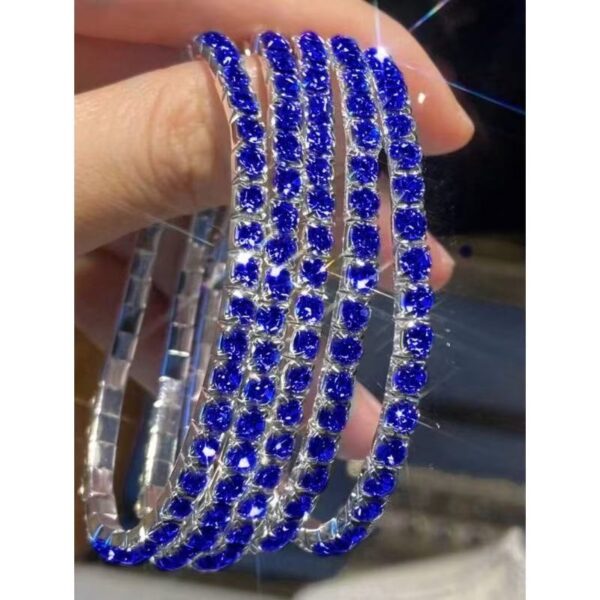 Wholesale Rhinestone Tennis Bracelet Silver Plated Pink Crystal Chain Bracelet Trendy Women S Casual Jewelry Gift