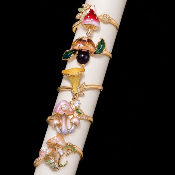 oly-bf82d78ca3097ad71bdf11e757ffab03 Wholesale Mushroom Themed Open Ring Fashion Accessory Copper Electroplated Jewelry Gift