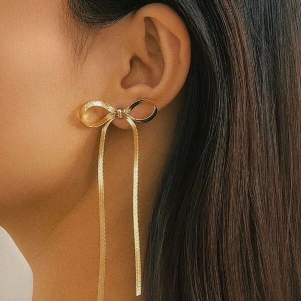 oly-bff8bb13522d6f70ac5e745f64a248ed Wholesale Bow Design Titanium Steel Electroplated Titanium Steel Earrings Party Jewelry Accessory