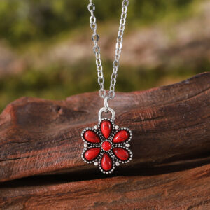 Oval turquoise necklace (red)