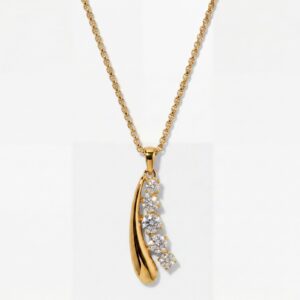 Curved diamond pendant necklace