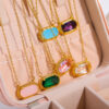 oly-c05f630c4f42c2745202ccb54e0267e8 Wholesale Chic Emerald Green Zircon Collarbone Necklace Oval Pendant Copper Gift Jewelry