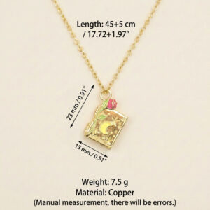 Golden rose book opening and closing necklace