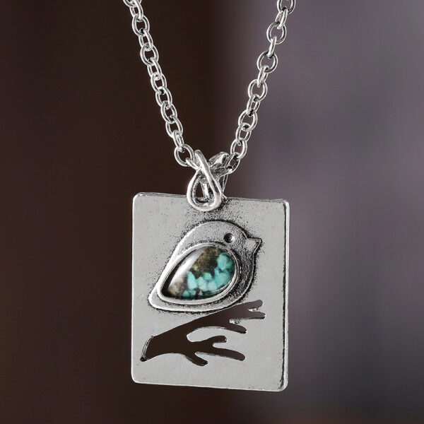 oly-c0ba5929512e2b01367acf6d44291e62 Wholesale Vintage Blue Zircon Bird Pendant Necklace Antique Silver Finish Trendy Punk Style Jewelry Accessory For Resale