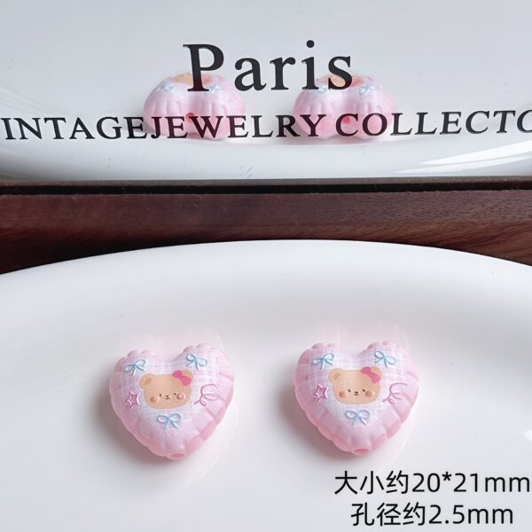 Wholesale Cute Acrylic Embossed Charms for DIY Phone Chain Bag Pendant Car Key Accessory Bow Cherry Bear Heart Designs