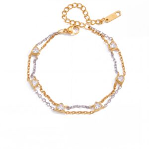 Gold and silver triangle double layer bracelet