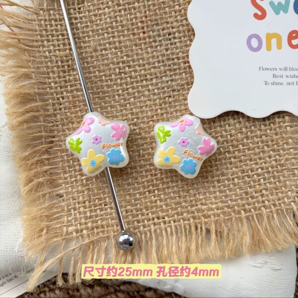 Wholesale Acrylic Double-Sided Relief Charms DIY Phone Chain Beads with Star Heart Design Fashion Accessory for Jewelry Making