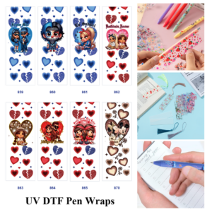 oly-c15b75636ae6bb4ba049830ec2337790 Wholesale 2/8/16pcs Cartoon Couple Portrait Broken Heart & Rose Element Print Pen and Bookmark Stickers UV DTF Wraps OLY Exclusive