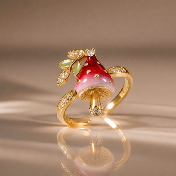 oly-c1b7f0c8e90f3f6743e5c7894d2e3252 Wholesale Mushroom Themed Open Ring Fashion Accessory Copper Electroplated Jewelry Gift