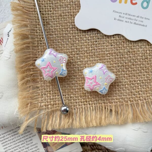 Wholesale Acrylic Double-Sided Relief Charms DIY Phone Chain Beads with Star Heart Design Fashion Accessory for Jewelry Making