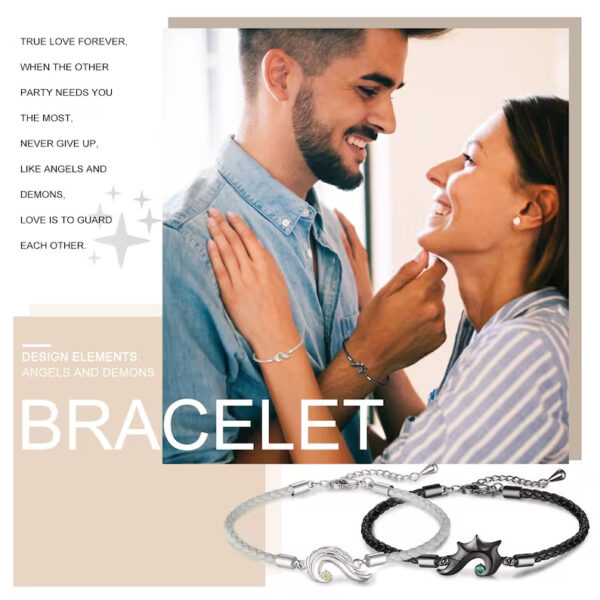 Wholesale Vintage Style Couple Bracelet Black White Dragon Heart Gemstone Metal Jewelry Accessory For Men Women Boutique Resale