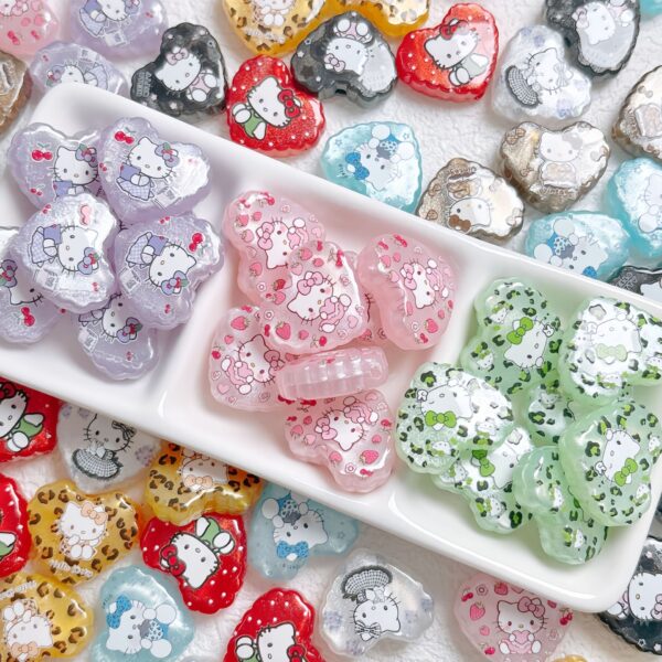 oly-c28bfecd4fbd6c4894e4e91f96386979 Wholesale Stylish Acrylic Cat Heart Print Beads Light Pink Pearl Shimmer Jewelry Accessory for DIY Phone Charm and Keychain Resale