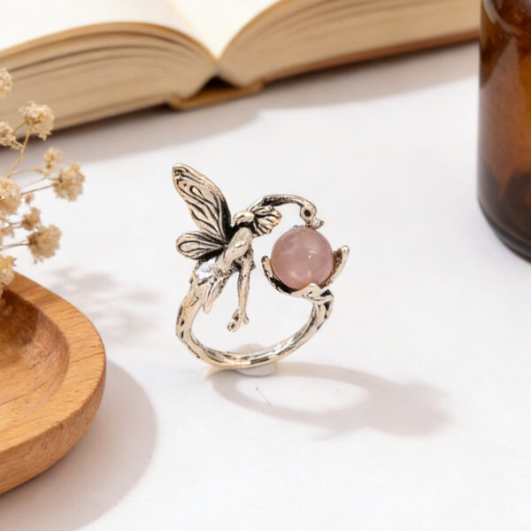 Wholesale Stylish Antique Silver Unisex Geometric Ring Retro Angel Design Fashion Jewelry Accessory